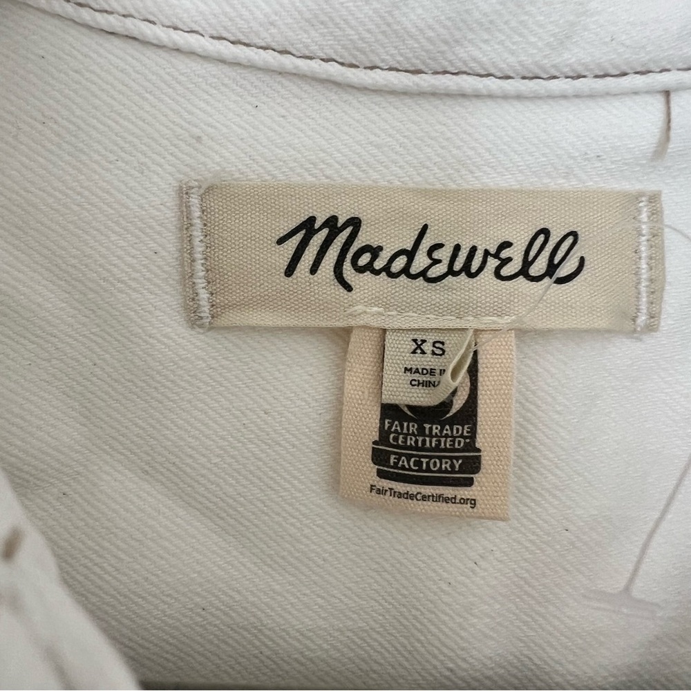 Madewell Denim Oversized Mini Shirtdress in Tile White Size XSmall NWT - Picture 8 of 11